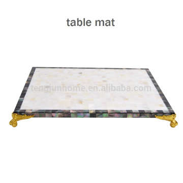 Mãe, pérola, concha, decorativo, tabela, tapete, anti, inseto, placemats